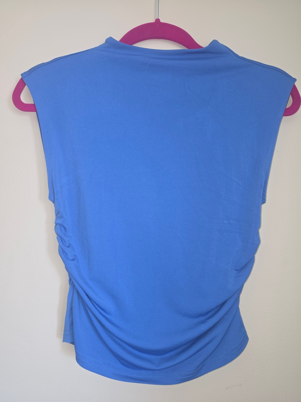 H&M Bright Blue Sleeveless Ruched Side Tank Top